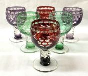 Vintage Coloured Crystal Rummers