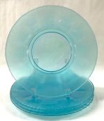 Blue Aurene Onion Skin Finish Art Glass Plates, circa 1920