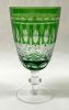 Bohemian Crystal Forest Green Cut To Clear Claret/Water Goblets