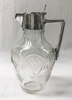 Edwardian Era Sterling And Cut Crystal Claret Jug, Sheffield 1908