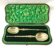 Edwardian Sterling Gilt Anointing Spoons In The Original Presentation Box