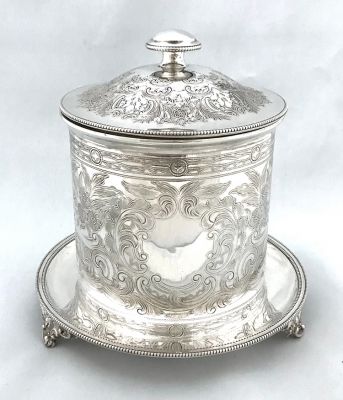 English Silver Plate Biscuit Barrel, circa 1900