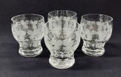 Etched Crystal Whiskey Glasses, English, Late Victorian