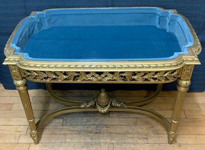 Gilded Finish Louis XVI Style Shadow Box Display Table 