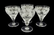 Grape And Vine Etched And Cut Crystal Rummers, English, 19th Century
