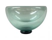 Hand Blown Glass Bowl In Sea Foam Green With Silver Flecks