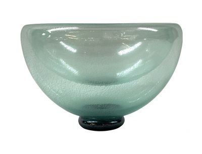 Hand Blown Glass Bowl In Sea Foam Green With Silver Flecks