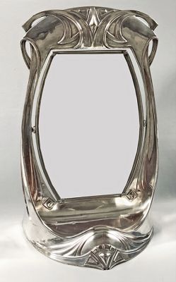 Jugendstil Silver Plated Swivel Mount Vanity Mirror