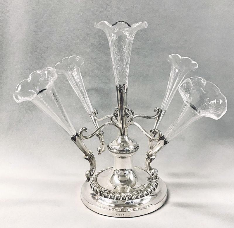 Late Victorian Silver Plate and Glass Epergne, English, Circa 1900