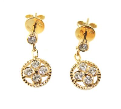 Modern Diamond Circular Drop Earrings