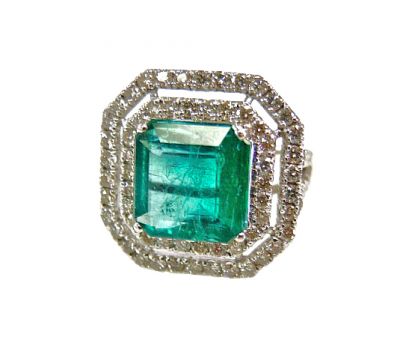Modern Emerald and Diamond Ring