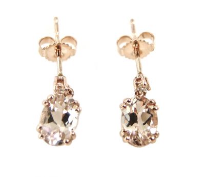 Modern Morganite and Diamond Drop Earrings