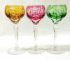 Multi-Coloured Bohemian Crystal Hock Wine Glasses