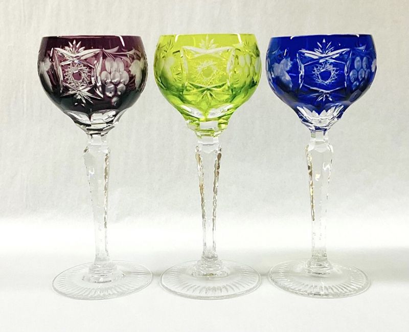 Bohemia Crystal (Czechoslovakia) Crystal Diamond Cut Hock Wine Glasses –  That Retro Piece