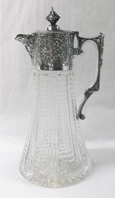 Renaissance Inspired Sterling Silver And Crystal Claret Jug,  London 1970
