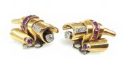 Retro Ruby and Diamond Earrings