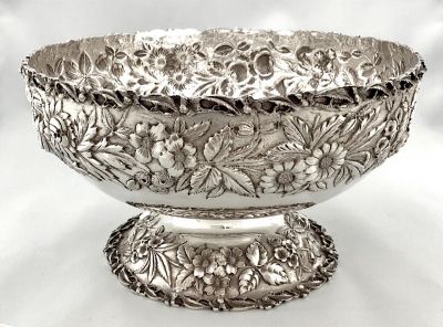 Samuel Kirk & Son Company Repousse Pattern Sterling Silver Pedestal Bowl