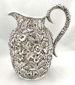 Samuel Kirk & Son Company Repousse Pattern Sterling Silver Water Pitcher