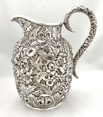 Samuel Kirk & Son Company Repousse Pattern Sterling Silver Water Pitcher