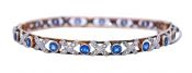 Vintage 6.84ct Sapphire and Diamond Hinged Bangle Bracelet, circa 1930