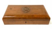 Solid Walnut Keepsake Box With Clan Campbell Carved Crest and Motto