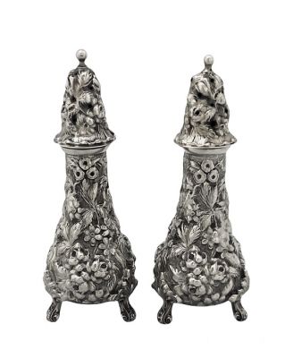 Stieff Sterling Silver Repousse Salt And Pepper Shakers