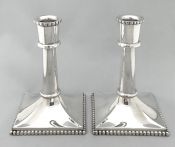 Sterling Silver Column Candlesticks