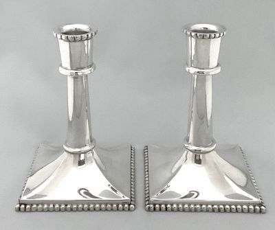 Sterling Silver Column Candlesticks