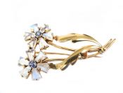 Tiffany & Co. Vintage Blue Sapphire and Moonstone Floral Brooch