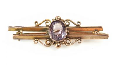 Victorian Amethyst Double Bar Brooch