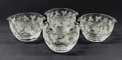 Victorian Engraved And Cut Crystal Wine Rinsers, English, 19th Century