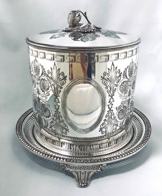 Victorian Silver Plate Biscuit Barrel, English, circa 1890