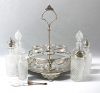 Victorian Era Silver Plate And Cut Crystal 6 Bottle Cruet Stand, English, circa 1890