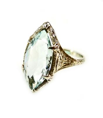 Vintage Aquamarine Solitaire Ring