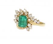 Vintage Emerald and Diamond Cluster Ring