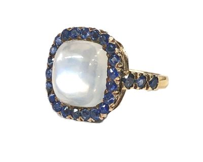 Vintage Inspired Moonstone and Sapphire Ring