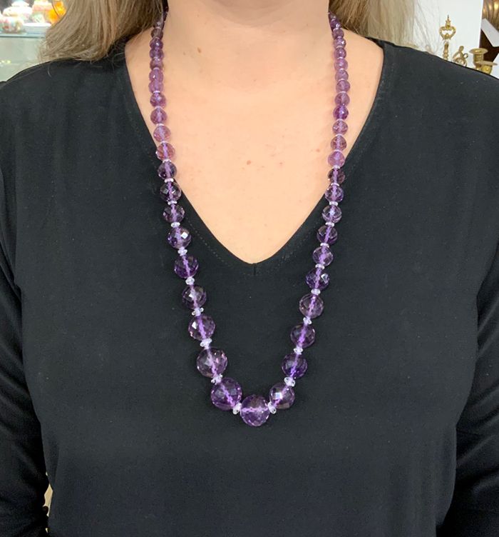 Amethyst Necklace Gold Beaded Necklace Gemstone Brthstone | Etsy