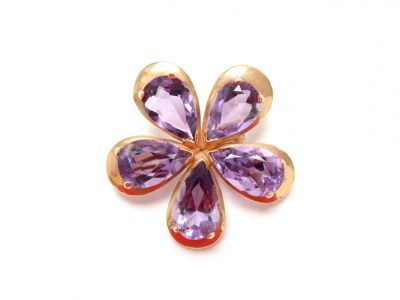 Vintage Amethyst Flower Brooch