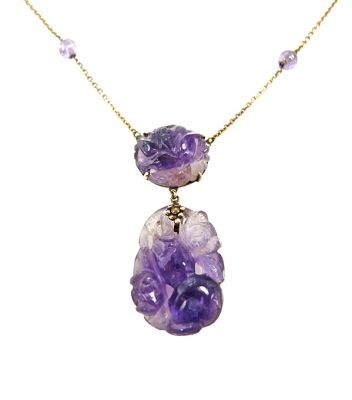 Vintage Carved Amethyst Necklace