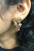 Vintage Diamond and Ruby Floral Cluster 18kt Earrings