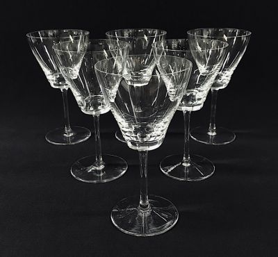 Vintage Lalique Bordeaux Glasses “Volnay” Pattern circa 1981-91