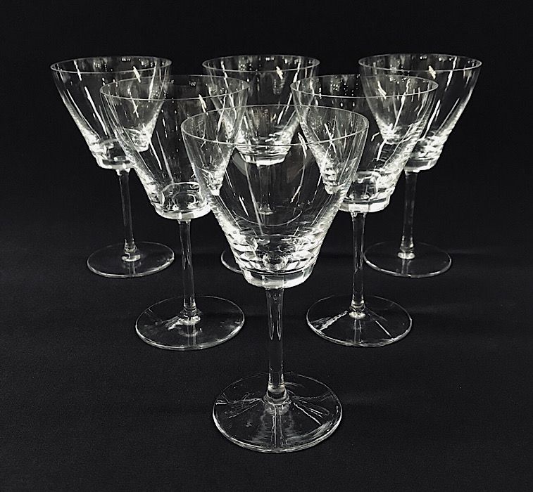 Vintage Lalique Bordeaux Glasses “Volnay” Pattern Circa 198191