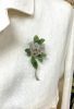 Vintage Nephrite Rock Crystal and Diamond 18kt Brooch