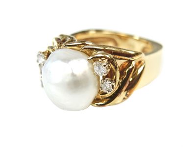 Vintage Pearl and Diamond Ring