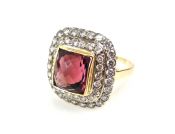 Vintage 4.41ct Pink Tourmaline and Diamond 18kt Ring