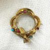 Vintage Ruby and Turquoise En Tremblant Hand Motif Brooch