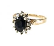 Vintage 1.02ct Sapphire and Diamond Cluster 14kt Ring