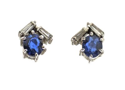 Vintage Sapphire and Diamond Earrings