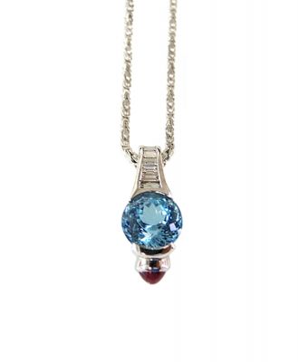Vintage Topaz Ruby and Diamond Pendant