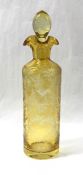  Bohemian Crystal Decanter, Amber Cut To Clear, circa 1880-1900
